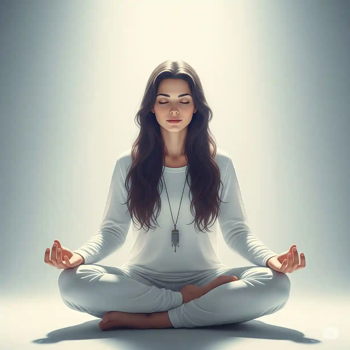 Person meditating in a calm, modern room